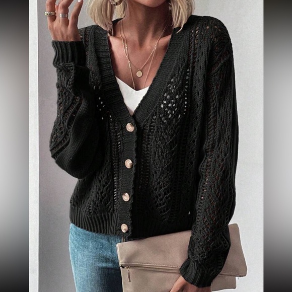 Cozy Mauve V neck button down Oversized knit cardigan - Picture 7 of 12